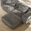 MOMO OTTOMAN - SOFT FUR STONE GREY COVER