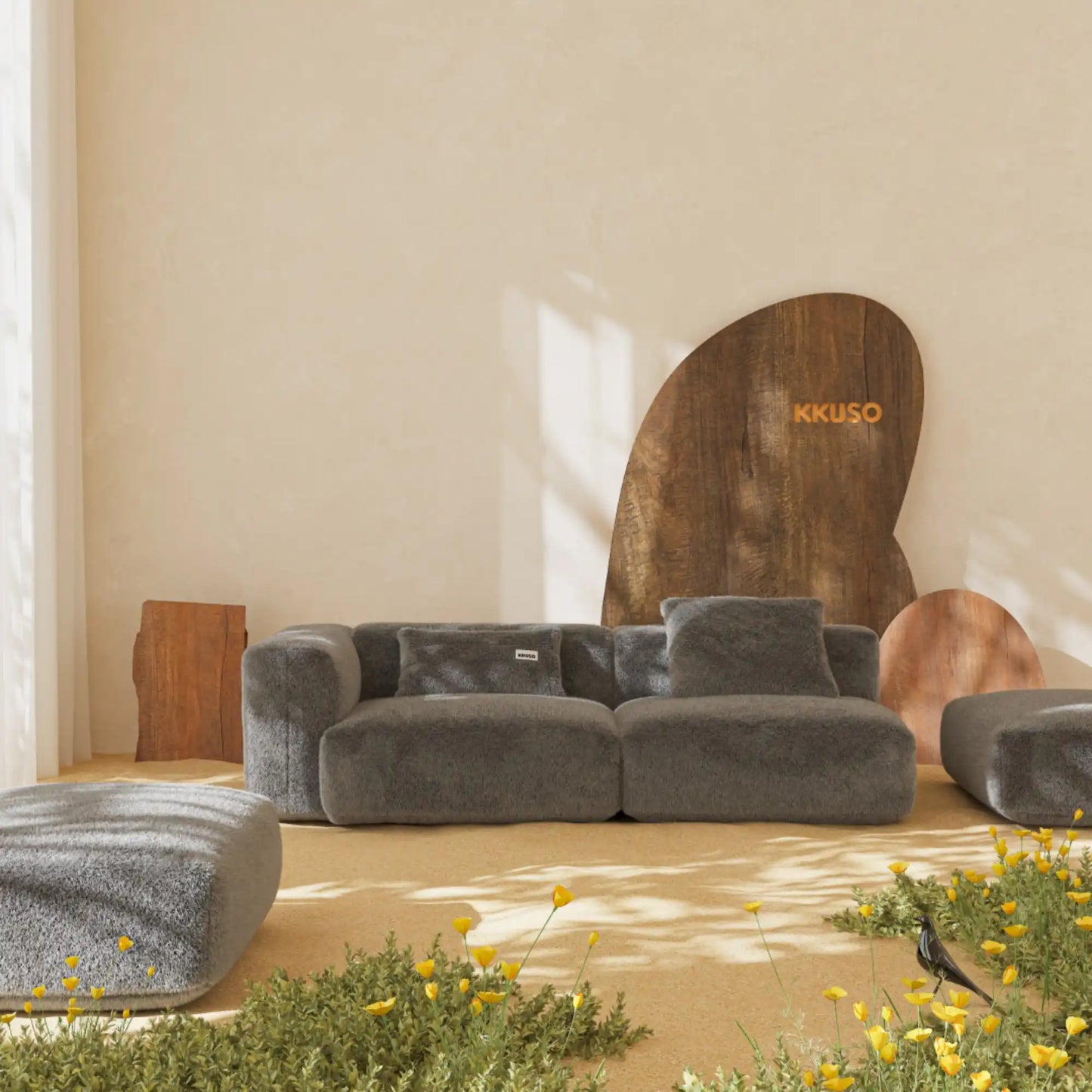 MOMO SET 4 - SOFT FUR STONE GREY