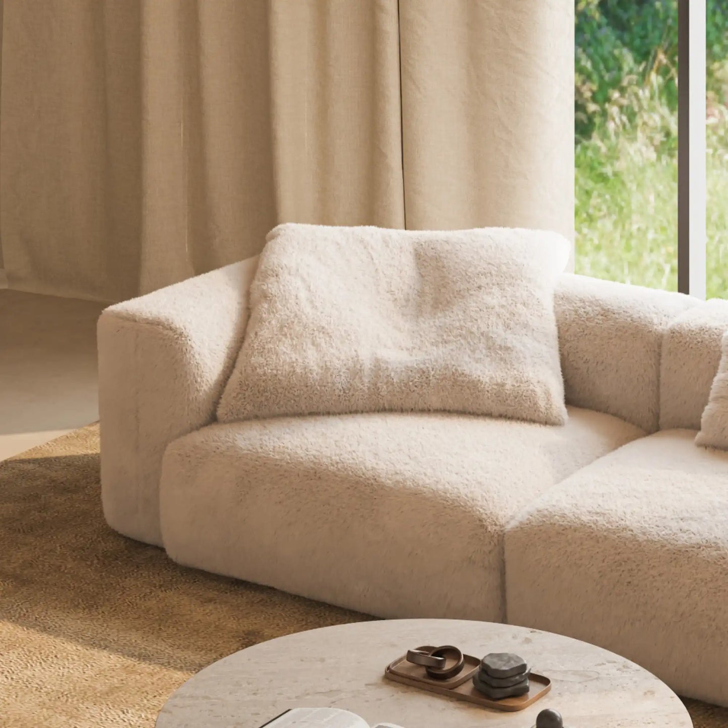 MOMO CORNER LEFT - SOFT FUR IVORY CLOUD