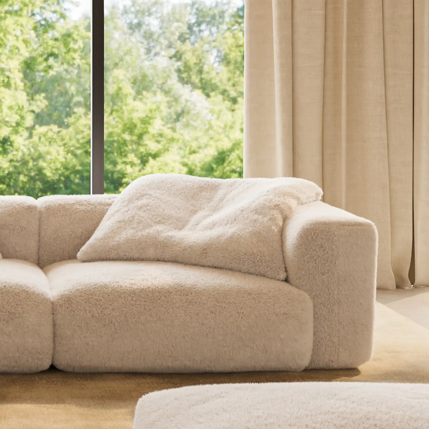 MOMO CORNER LEFT - SOFT FUR IVORY CLOUD