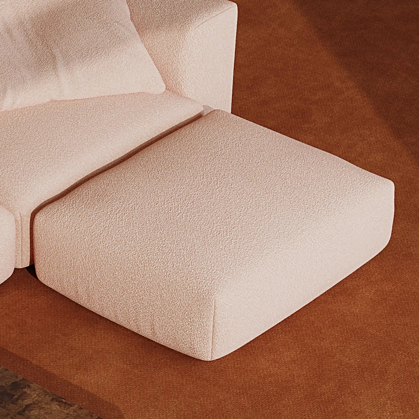 MOMO OTTOMAN - TEDDY FLEECE BLUSH