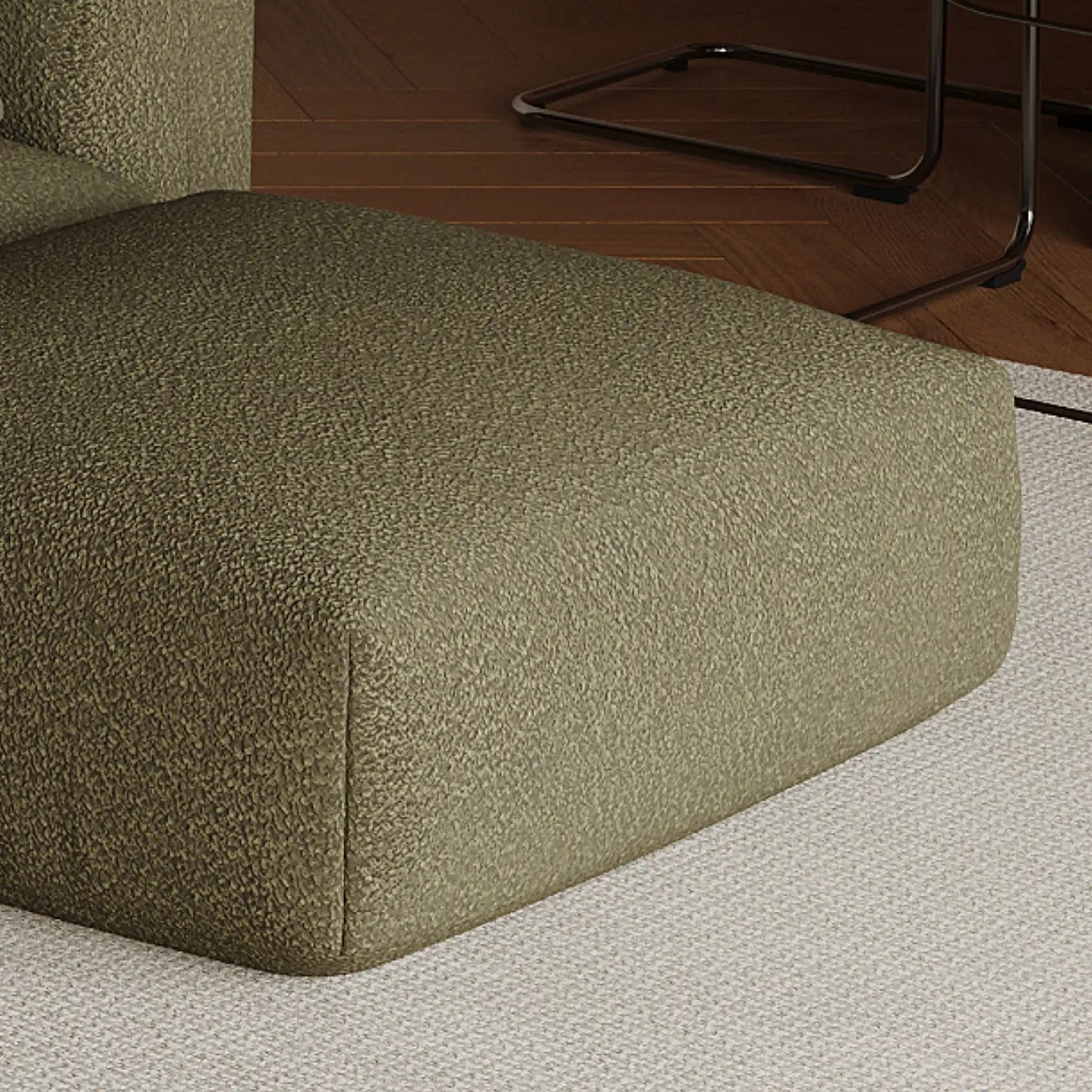 MOMO OTTOMAN - TEDDY FLEECE DARK OLIVE