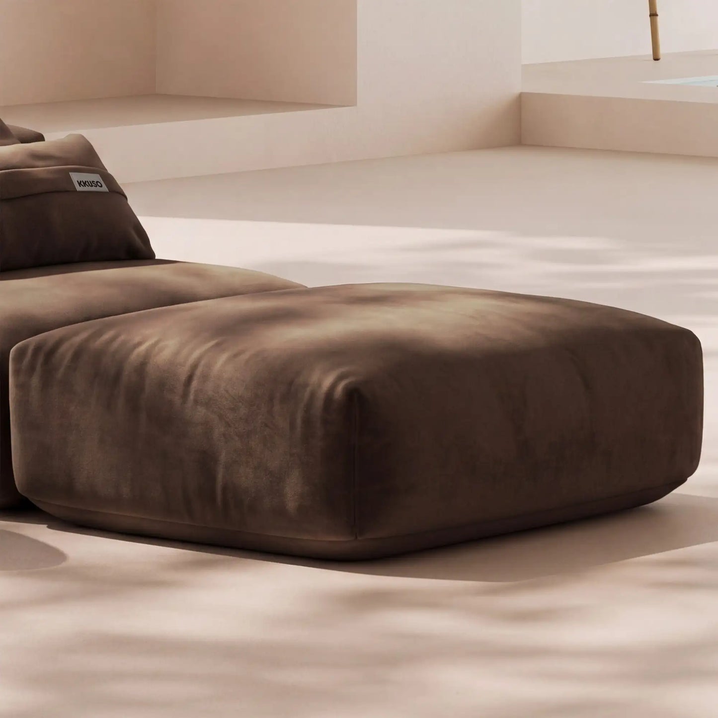 MOMO OTTOMAN - VELVET DARK CHOCOLATE