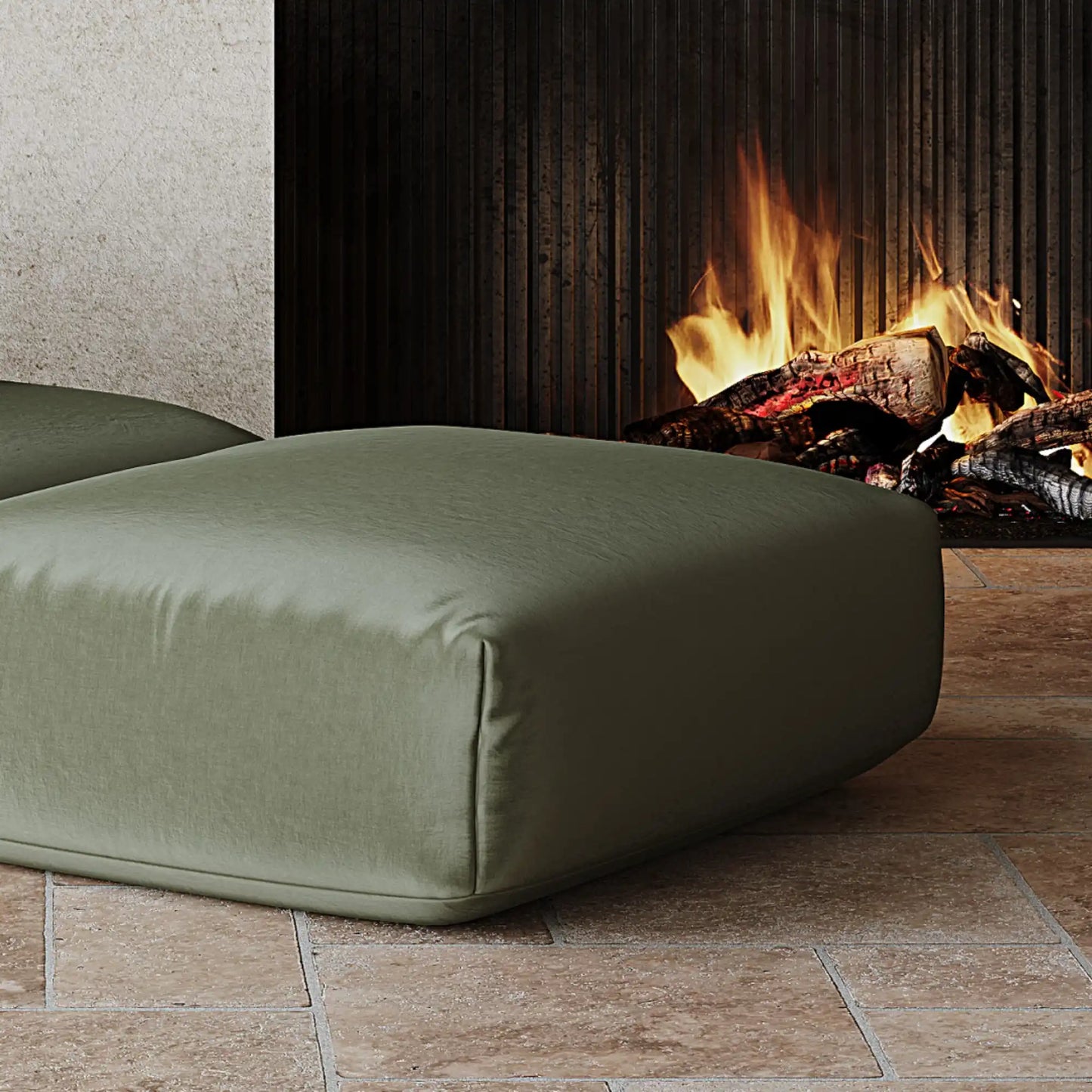 MOMO OTTOMAN - VELVET DEEP OLIVE