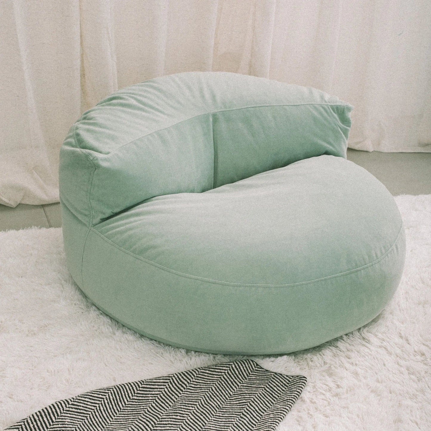 Lexie Plush Velvet Bean Bag Lounge Chair Sage - kkuso